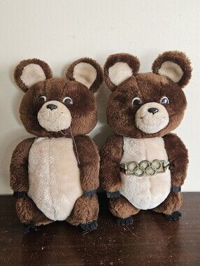 Lot Of 2 Vintage 1980 Dakin Moscow Olympics Misha Bear Plush Mascot 12"